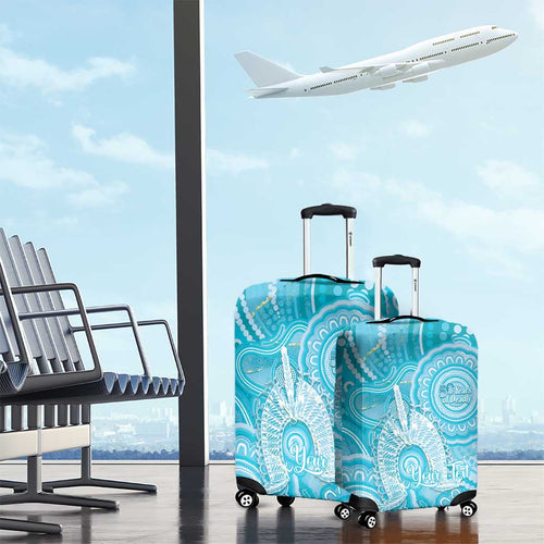 50 Years Deadly NAIDOC Week 2026 Personalised Luggage Cover Dhari Blue Indigenous Art