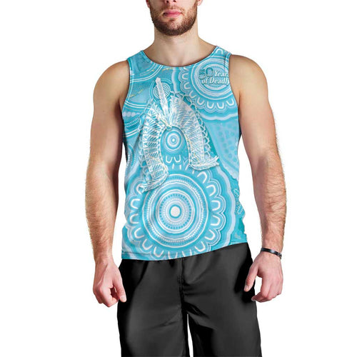 50 Years Deadly NAIDOC Week 2026 Personalised Men Tank Top Dhari Blue Indigenous Art