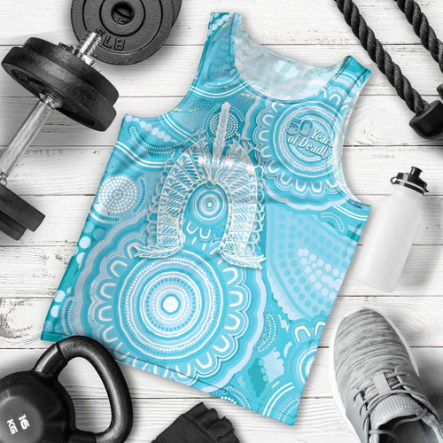 50 Years Deadly NAIDOC Week 2026 Personalised Men Tank Top Dhari Blue Indigenous Art