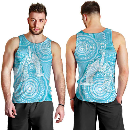 50 Years Deadly NAIDOC Week 2026 Personalised Men Tank Top Dhari Blue Indigenous Art