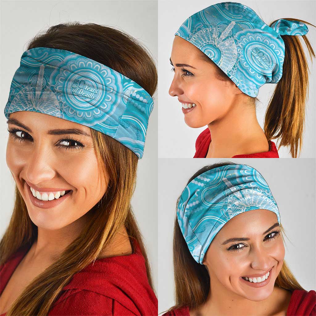 50 Years Deadly NAIDOC Week 2026 Personalised Neck Gaiter Dhari Blue Indigenous Art
