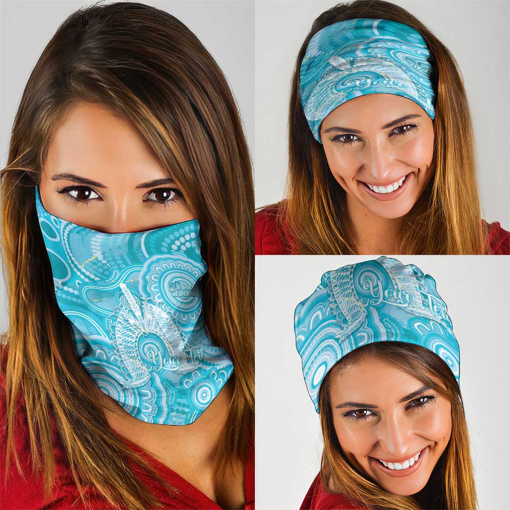 50 Years Deadly NAIDOC Week 2026 Personalised Neck Gaiter Dhari Blue Indigenous Art