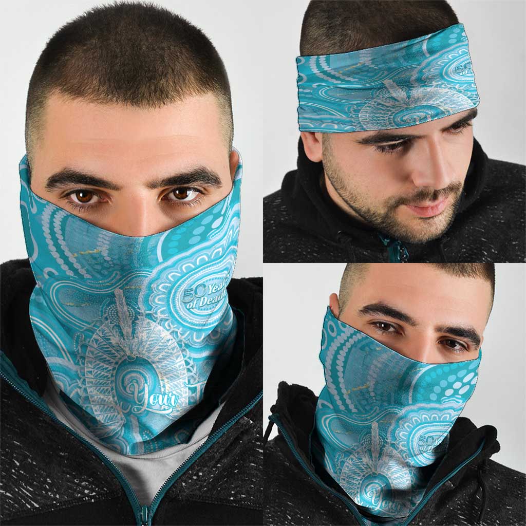 50 Years Deadly NAIDOC Week 2026 Personalised Neck Gaiter Dhari Blue Indigenous Art