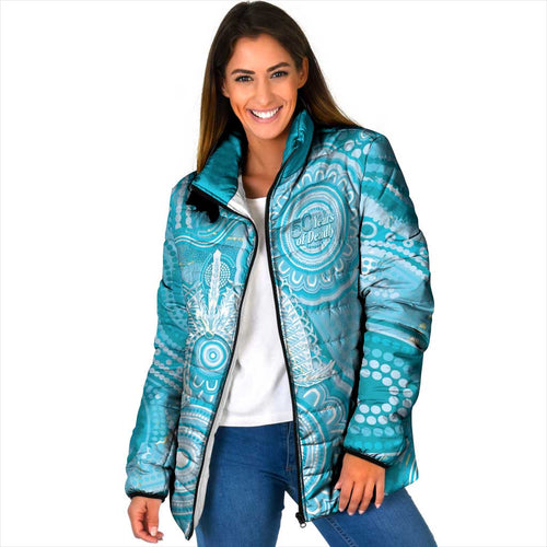 50 Years Deadly NAIDOC Week 2026 Personalised Padded Jacket Dhari Blue Indigenous Art