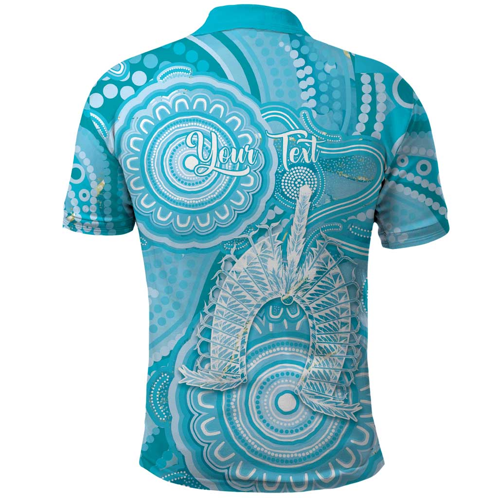 50 Years Deadly NAIDOC Week 2026 Personalised Polo Shirt Dhari Blue Indigenous Art
