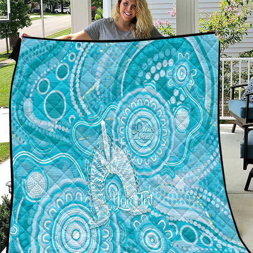 50 Years Deadly NAIDOC Week 2026 Personalised Quilt Dhari Blue Indigenous Art