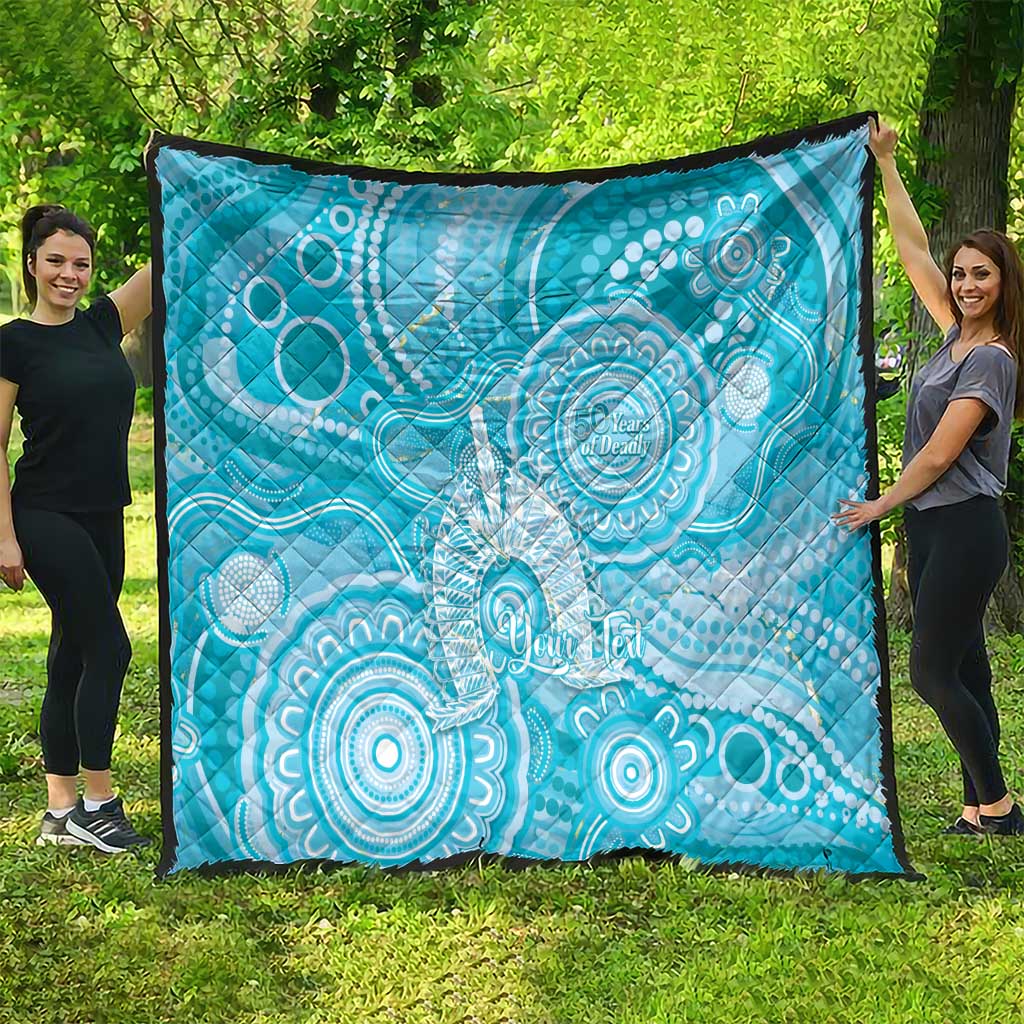 50 Years Deadly NAIDOC Week 2026 Personalised Quilt Dhari Blue Indigenous Art