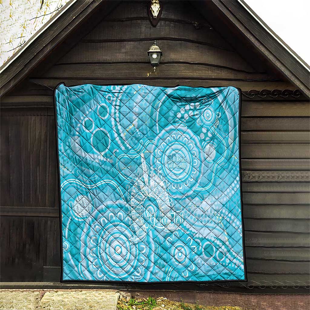 50 Years Deadly NAIDOC Week 2026 Personalised Quilt Dhari Blue Indigenous Art