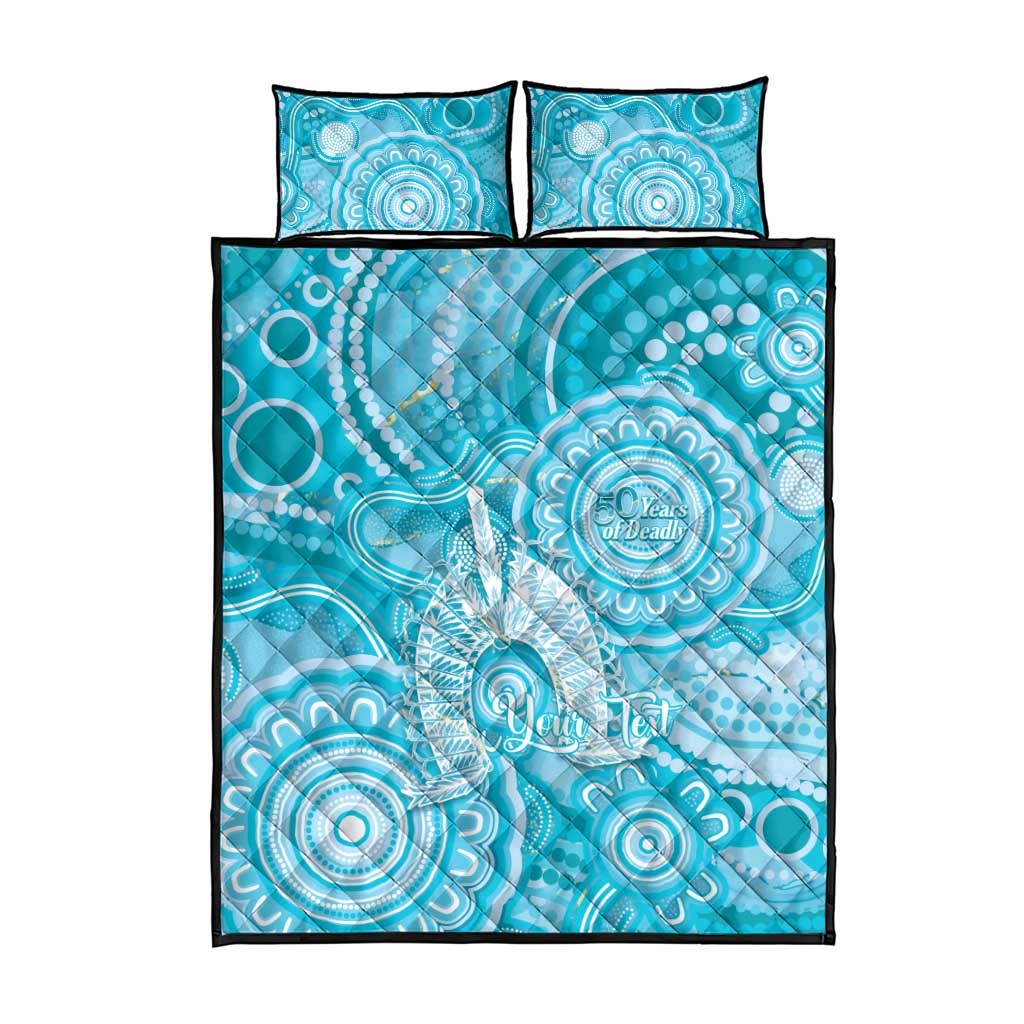 50 Years Deadly NAIDOC Week 2026 Personalised Quilt Bed Set Dhari Blue Indigenous Art