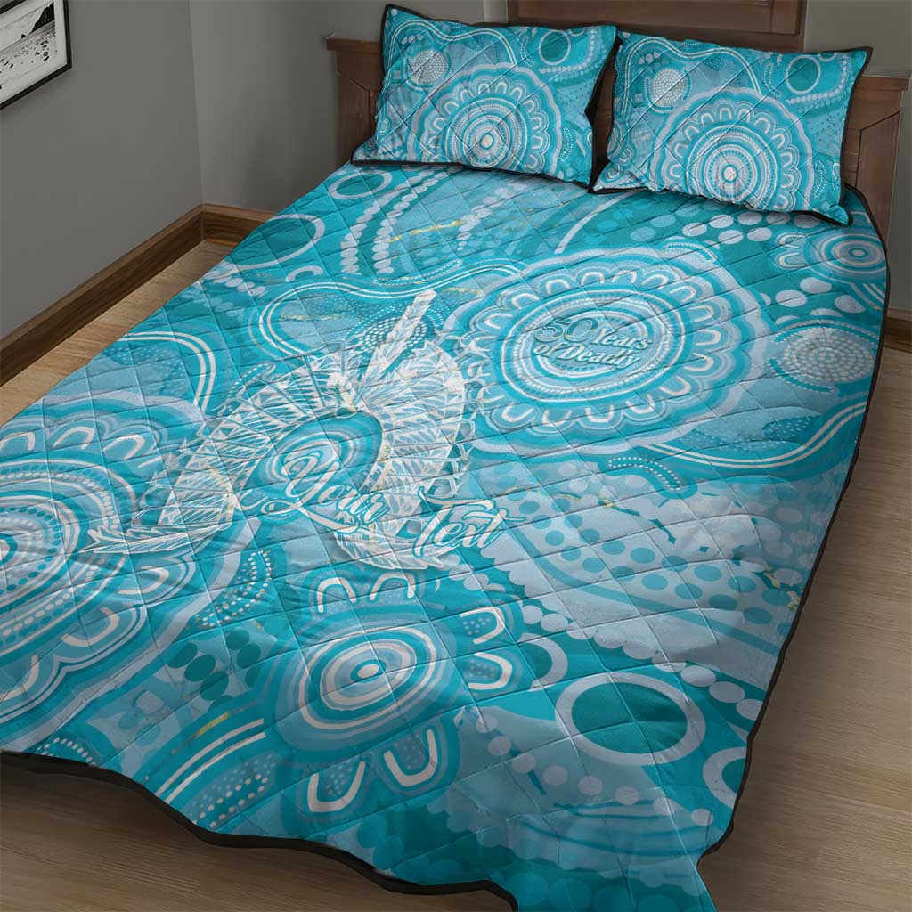 50 Years Deadly NAIDOC Week 2026 Personalised Quilt Bed Set Dhari Blue Indigenous Art