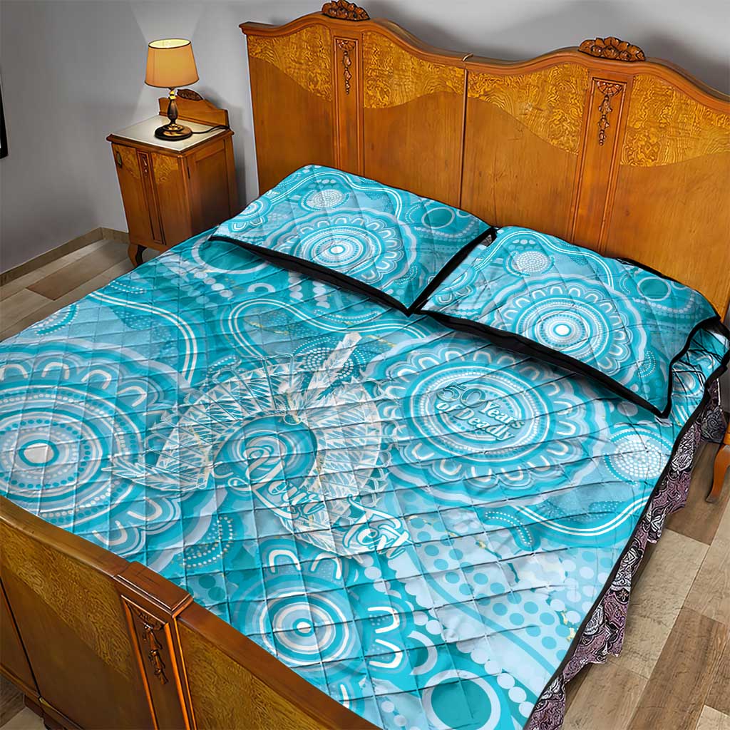 50 Years Deadly NAIDOC Week 2026 Personalised Quilt Bed Set Dhari Blue Indigenous Art