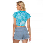 50 Years Deadly NAIDOC Week 2026 Personalised Raglan Cropped T Shirt Dhari Blue Indigenous Art