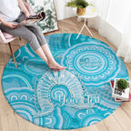 50 Years Deadly NAIDOC Week 2026 Personalised Round Carpet Dhari Blue Indigenous Art