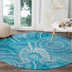50 Years Deadly NAIDOC Week 2026 Personalised Round Carpet Dhari Blue Indigenous Art
