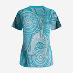 50 Years Deadly NAIDOC Week 2026 Personalised Scrub Top Dhari Blue Indigenous Art