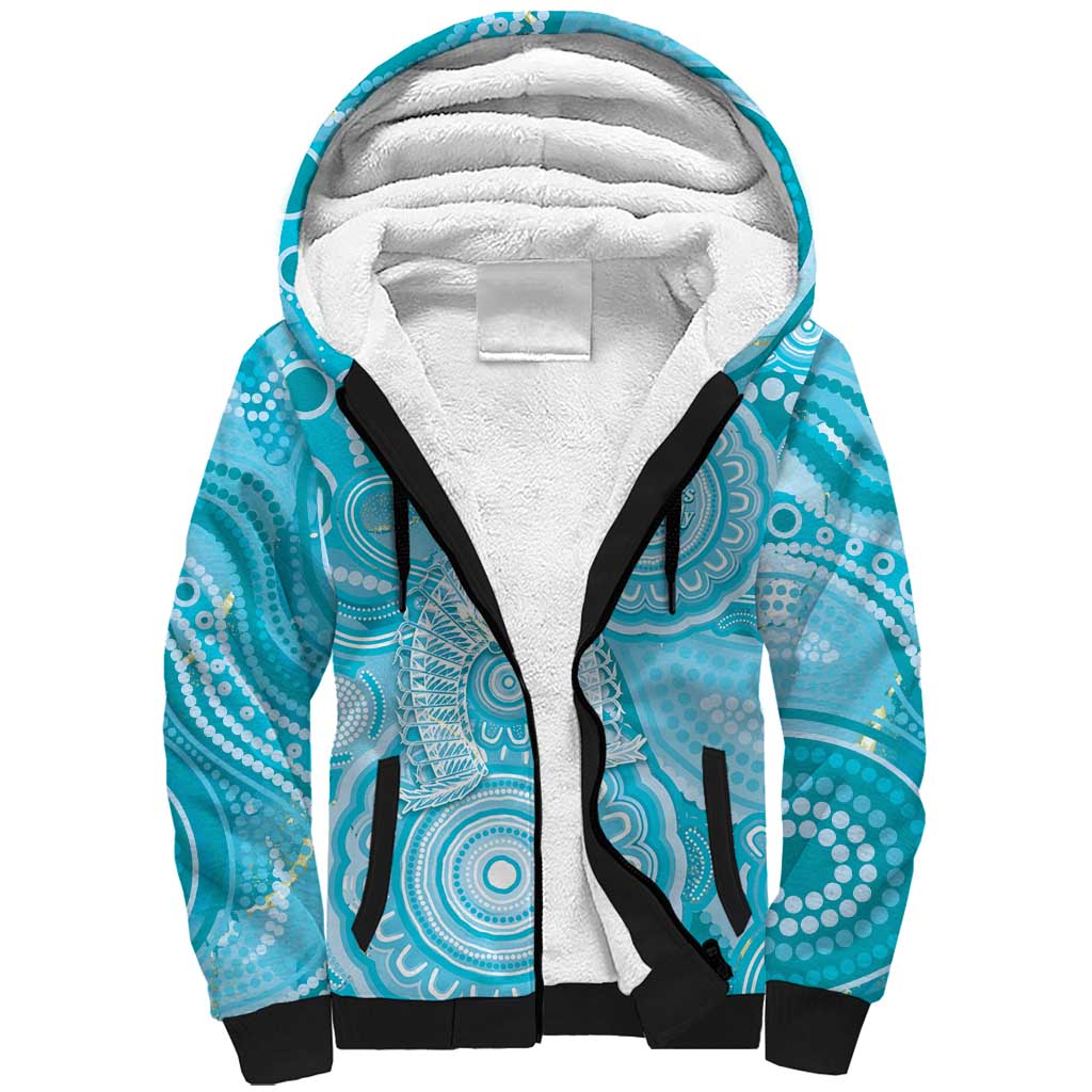 50 Years Deadly NAIDOC Week 2026 Personalised Sherpa Hoodie Dhari Blue Indigenous Art