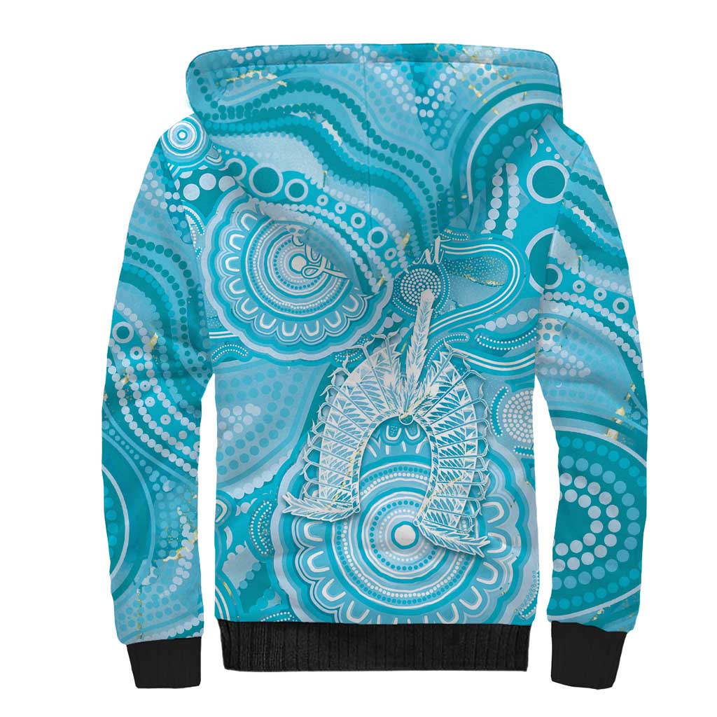 50 Years Deadly NAIDOC Week 2026 Personalised Sherpa Hoodie Dhari Blue Indigenous Art