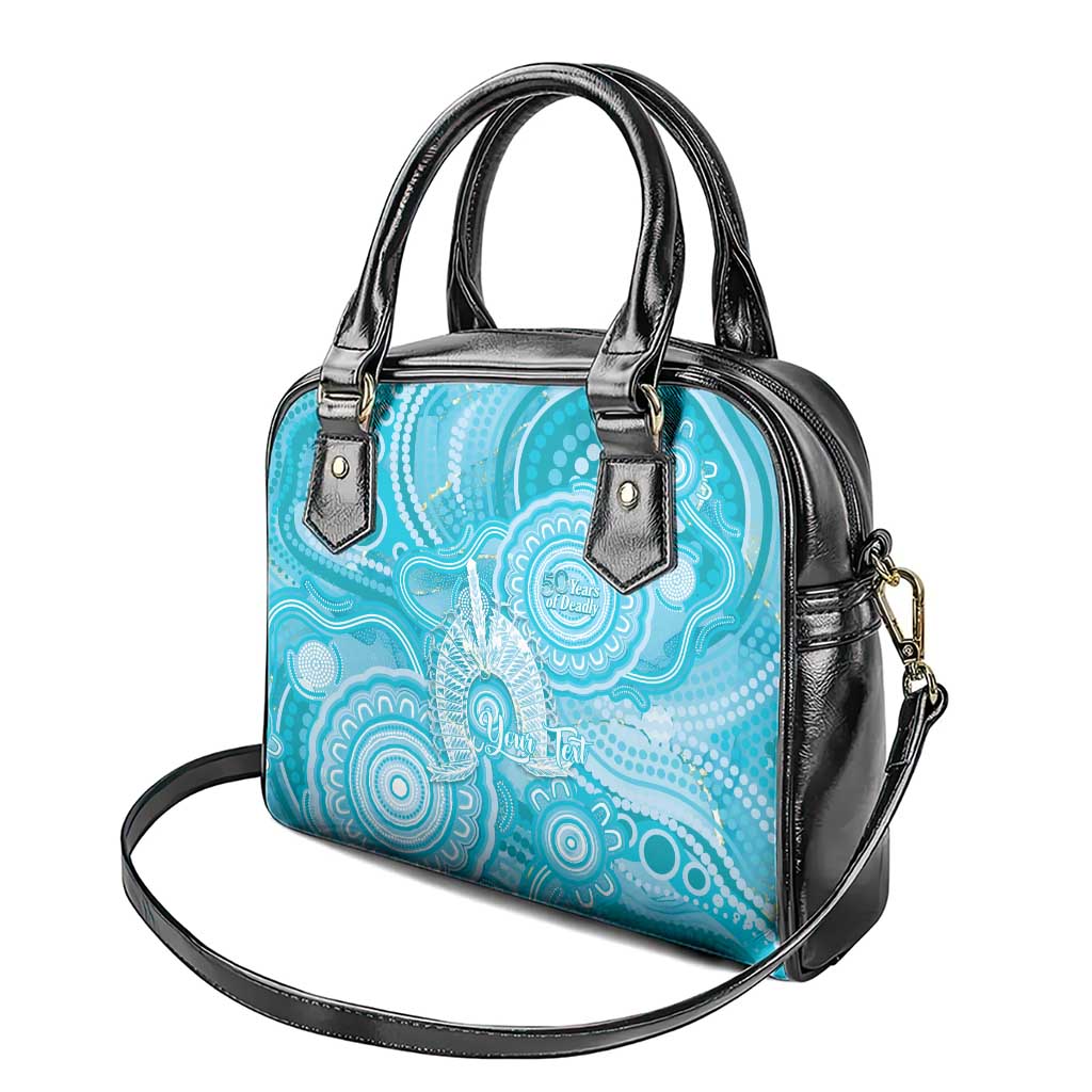 50 Years Deadly NAIDOC Week 2026 Personalised Shoulder Handbag Dhari Blue Indigenous Art