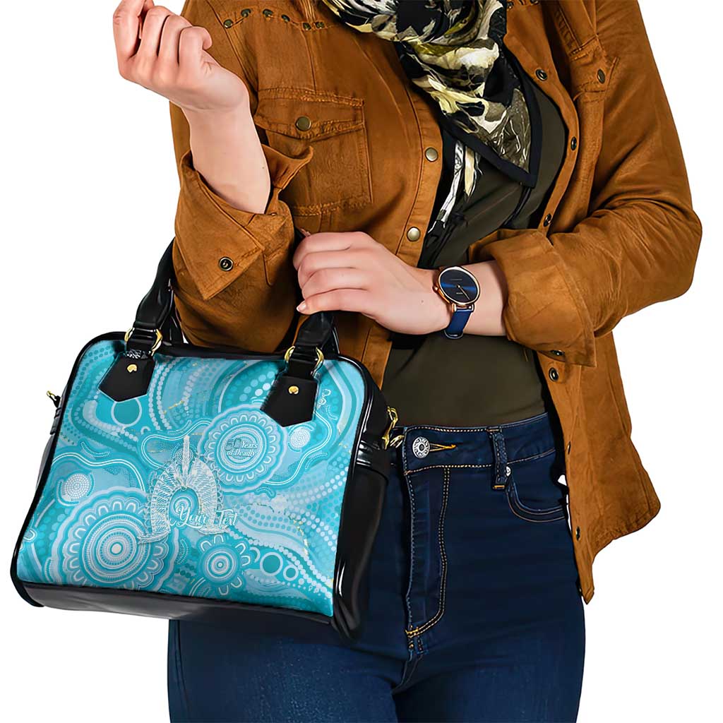 50 Years Deadly NAIDOC Week 2026 Personalised Shoulder Handbag Dhari Blue Indigenous Art