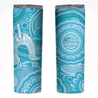 50 Years Deadly NAIDOC Week 2026 Personalised Skinny Tumbler Dhari Blue Indigenous Art