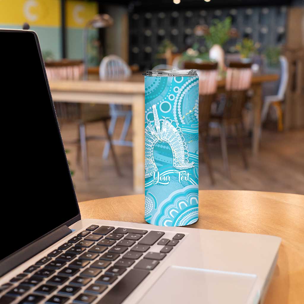 50 Years Deadly NAIDOC Week 2026 Personalised Skinny Tumbler Dhari Blue Indigenous Art
