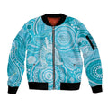 50 Years Deadly NAIDOC Week 2026 Personalised Sleeve Zip Bomber Jacket Dhari Blue Indigenous Art