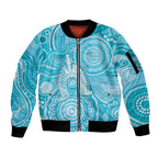 50 Years Deadly NAIDOC Week 2026 Personalised Sleeve Zip Bomber Jacket Dhari Blue Indigenous Art