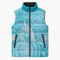 50 Years Deadly NAIDOC Week 2026 Personalised Sleeveless Puffer Jacket Dhari Blue Indigenous Art