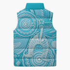 50 Years Deadly NAIDOC Week 2026 Personalised Sleeveless Puffer Jacket Dhari Blue Indigenous Art