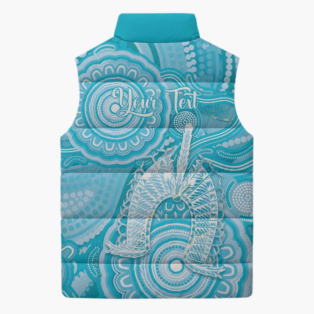 50 Years Deadly NAIDOC Week 2026 Personalised Sleeveless Puffer Jacket Dhari Blue Indigenous Art