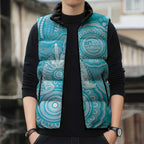 50 Years Deadly NAIDOC Week 2026 Personalised Sleeveless Puffer Jacket Dhari Blue Indigenous Art