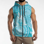 50 Years Deadly NAIDOC Week 2026 Personalised Sleeveless Zip Hoodie Dhari Blue Indigenous Art