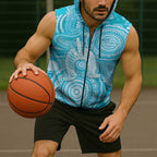 50 Years Deadly NAIDOC Week 2026 Personalised Sleeveless Zip Hoodie Dhari Blue Indigenous Art