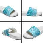 50 Years Deadly NAIDOC Week 2026 Personalised Slide Sandals Dhari Blue Indigenous Art