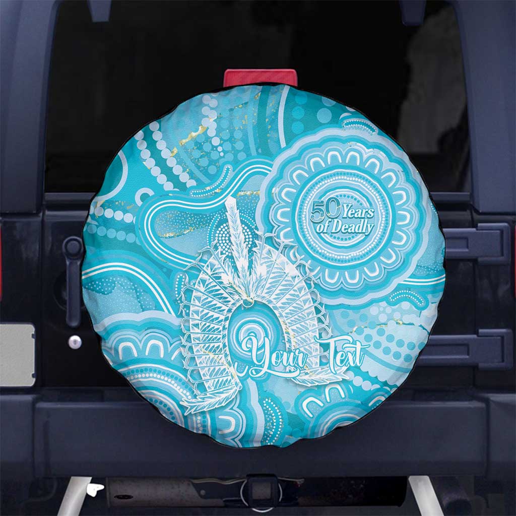 50 Years Deadly NAIDOC Week 2026 Personalised Spare Tire Cover Dhari Blue Indigenous Art