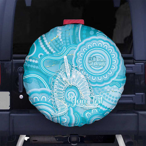 50 Years Deadly NAIDOC Week 2026 Personalised Spare Tire Cover Dhari Blue Indigenous Art