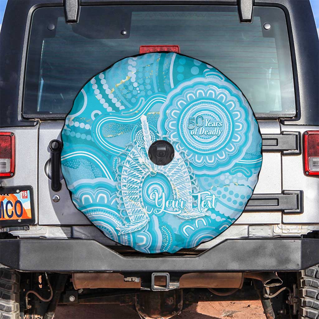 50 Years Deadly NAIDOC Week 2026 Personalised Spare Tire Cover Dhari Blue Indigenous Art
