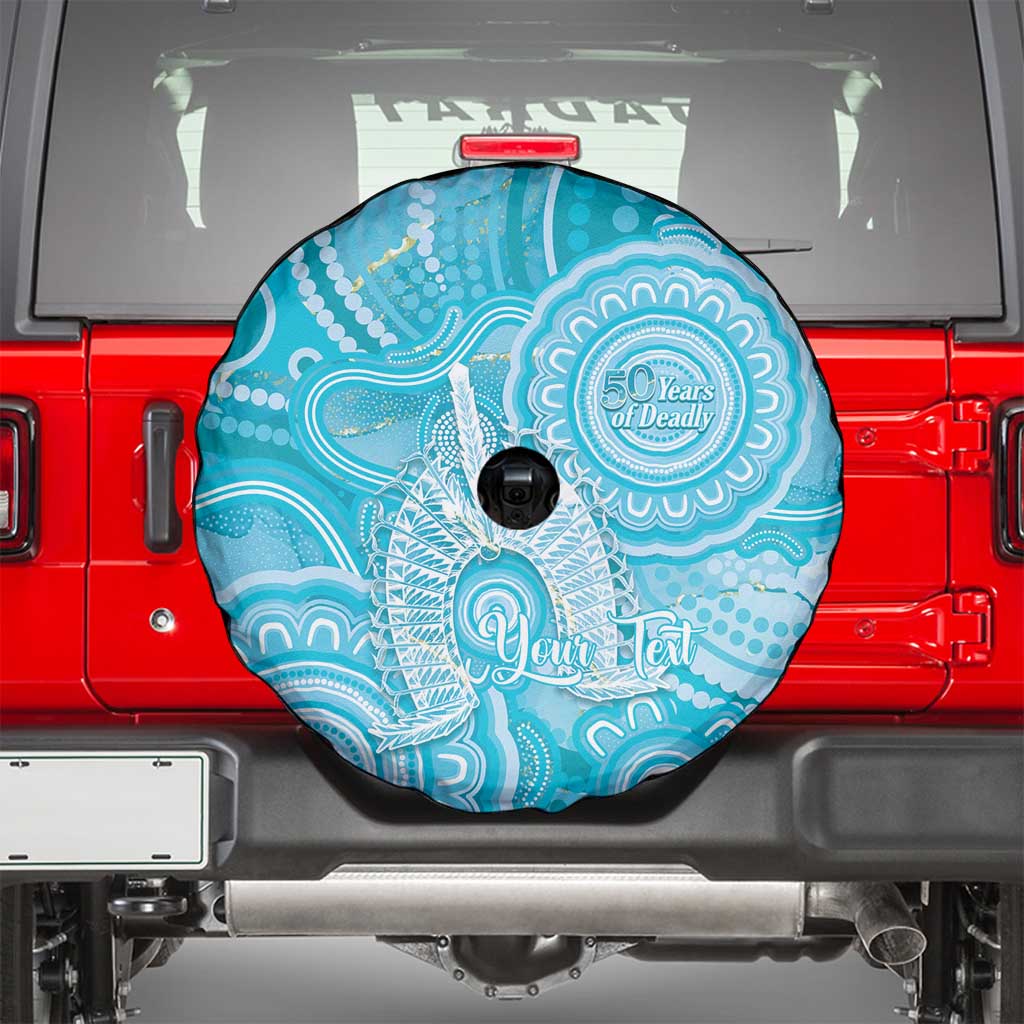 50 Years Deadly NAIDOC Week 2026 Personalised Spare Tire Cover Dhari Blue Indigenous Art