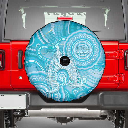 50 Years Deadly NAIDOC Week 2026 Personalised Spare Tire Cover Dhari Blue Indigenous Art