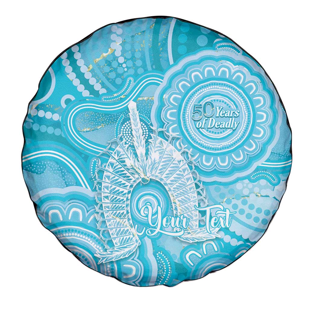 50 Years Deadly NAIDOC Week 2026 Personalised Spare Tire Cover Dhari Blue Indigenous Art