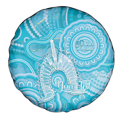 50 Years Deadly NAIDOC Week 2026 Personalised Spare Tire Cover Dhari Blue Indigenous Art