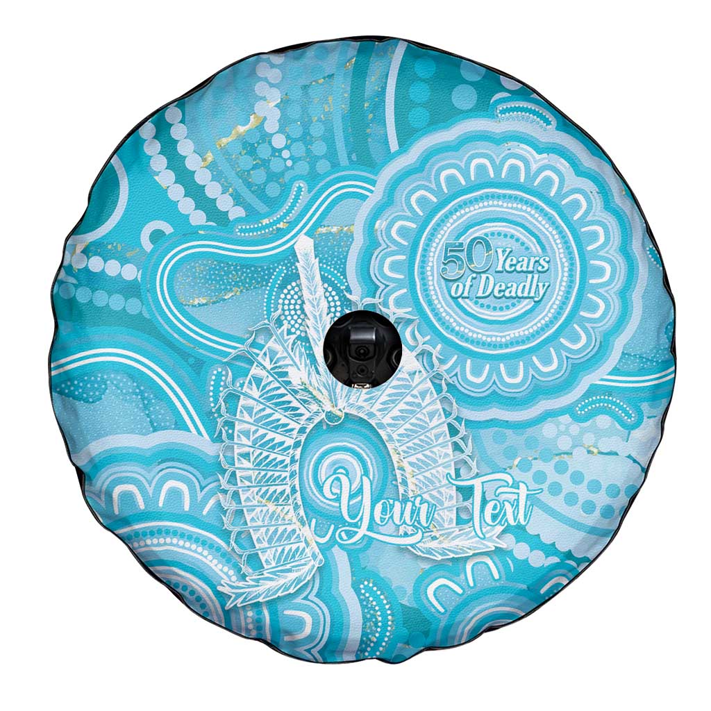 50 Years Deadly NAIDOC Week 2026 Personalised Spare Tire Cover Dhari Blue Indigenous Art