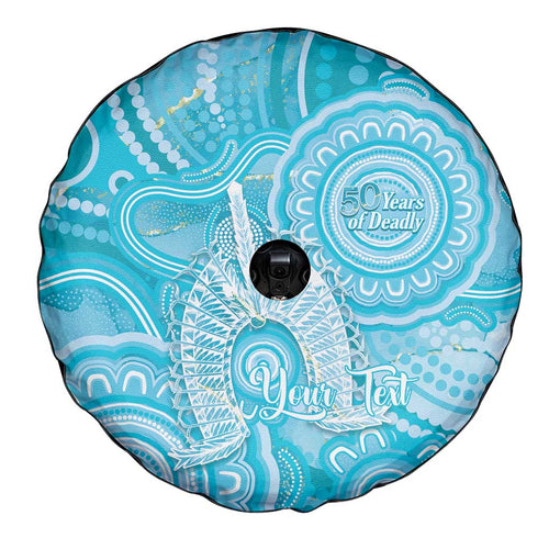 50 Years Deadly NAIDOC Week 2026 Personalised Spare Tire Cover Dhari Blue Indigenous Art