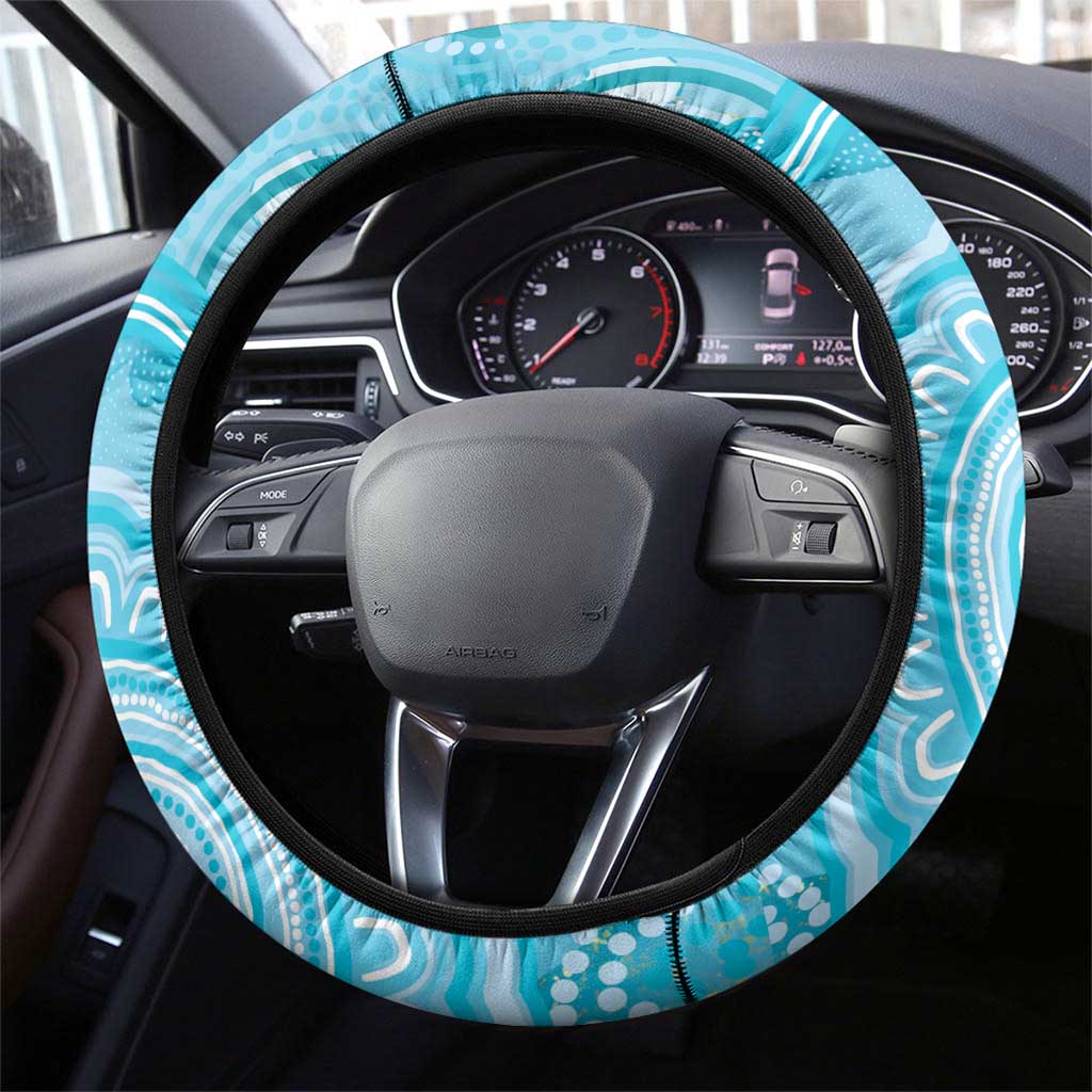50 Years Deadly NAIDOC Week 2026 Steering Wheel Cover Dhari Blue Indigenous Art