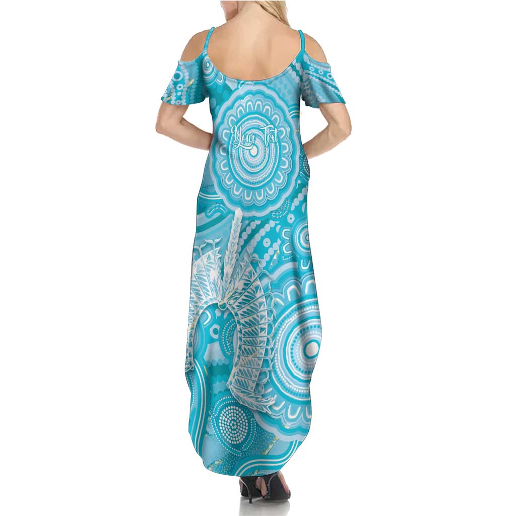 50 Years Deadly NAIDOC Week 2026 Personalised Summer Maxi Dress Dhari Blue Indigenous Art