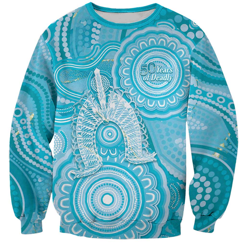 50 Years Deadly NAIDOC Week 2026 Personalised Sweatshirt Dhari Blue Indigenous Art