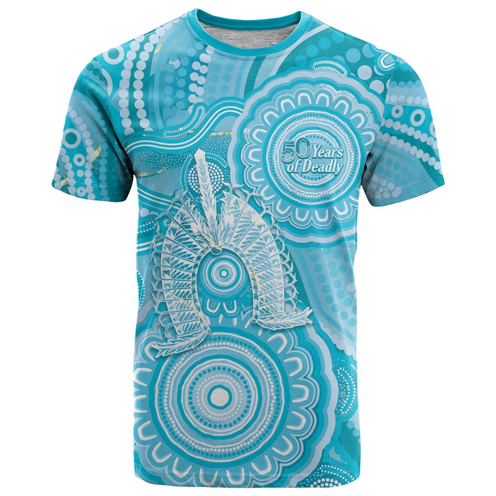 50 Years Deadly NAIDOC Week 2026 Personalised T Shirt Dhari Blue Indigenous Art