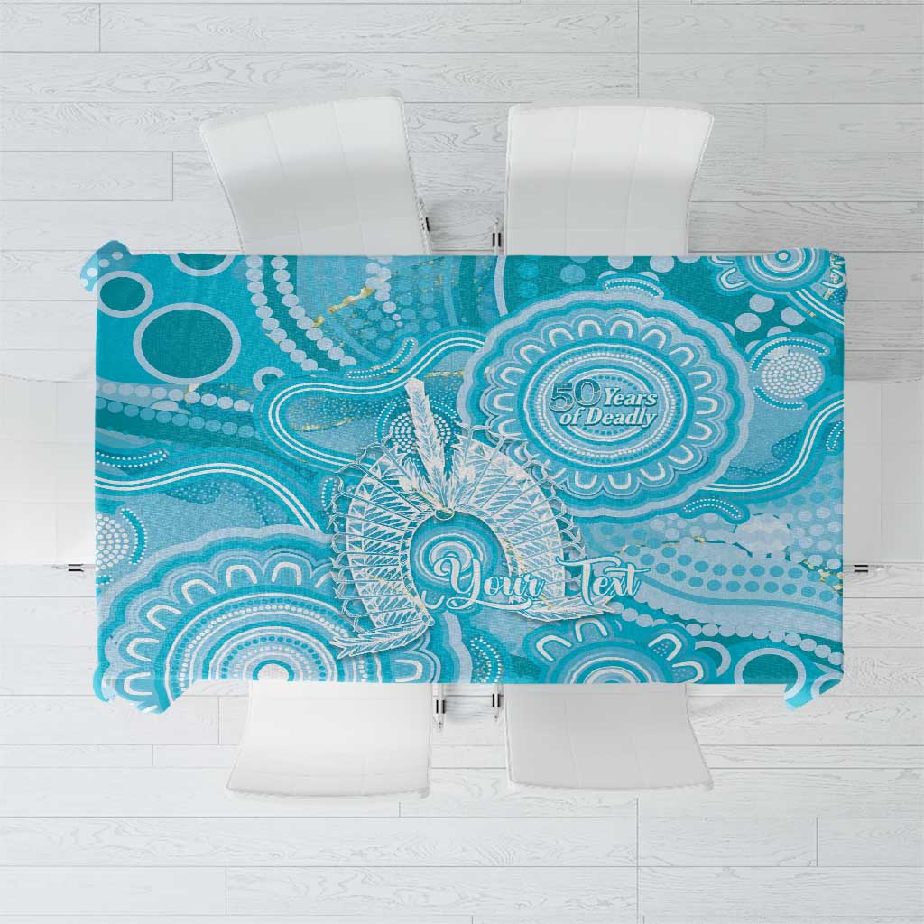 50 Years Deadly NAIDOC Week 2026 Personalised Tablecloth Dhari Blue Indigenous Art