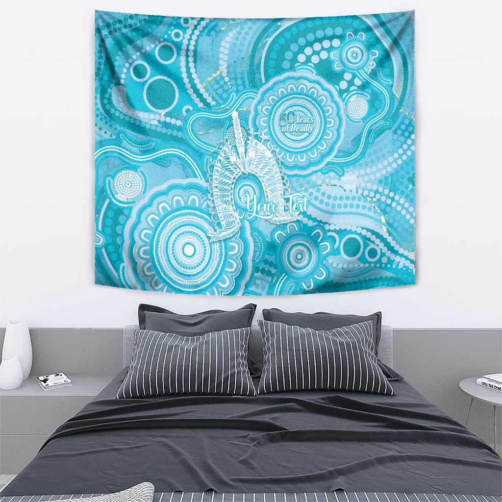 50 Years Deadly NAIDOC Week 2026 Personalised Tapestry Dhari Blue Indigenous Art