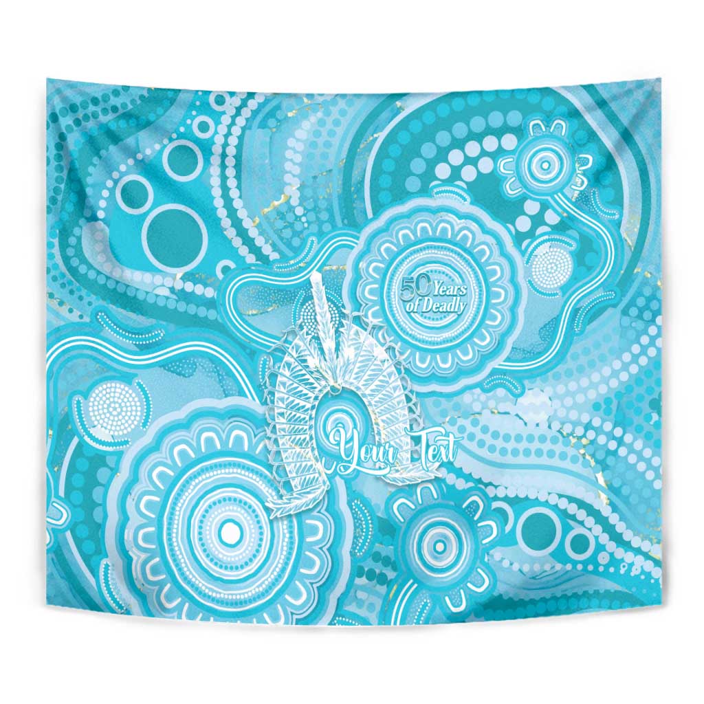 50 Years Deadly NAIDOC Week 2026 Personalised Tapestry Dhari Blue Indigenous Art